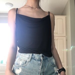 Brand new Black Tank with Draped Neckline